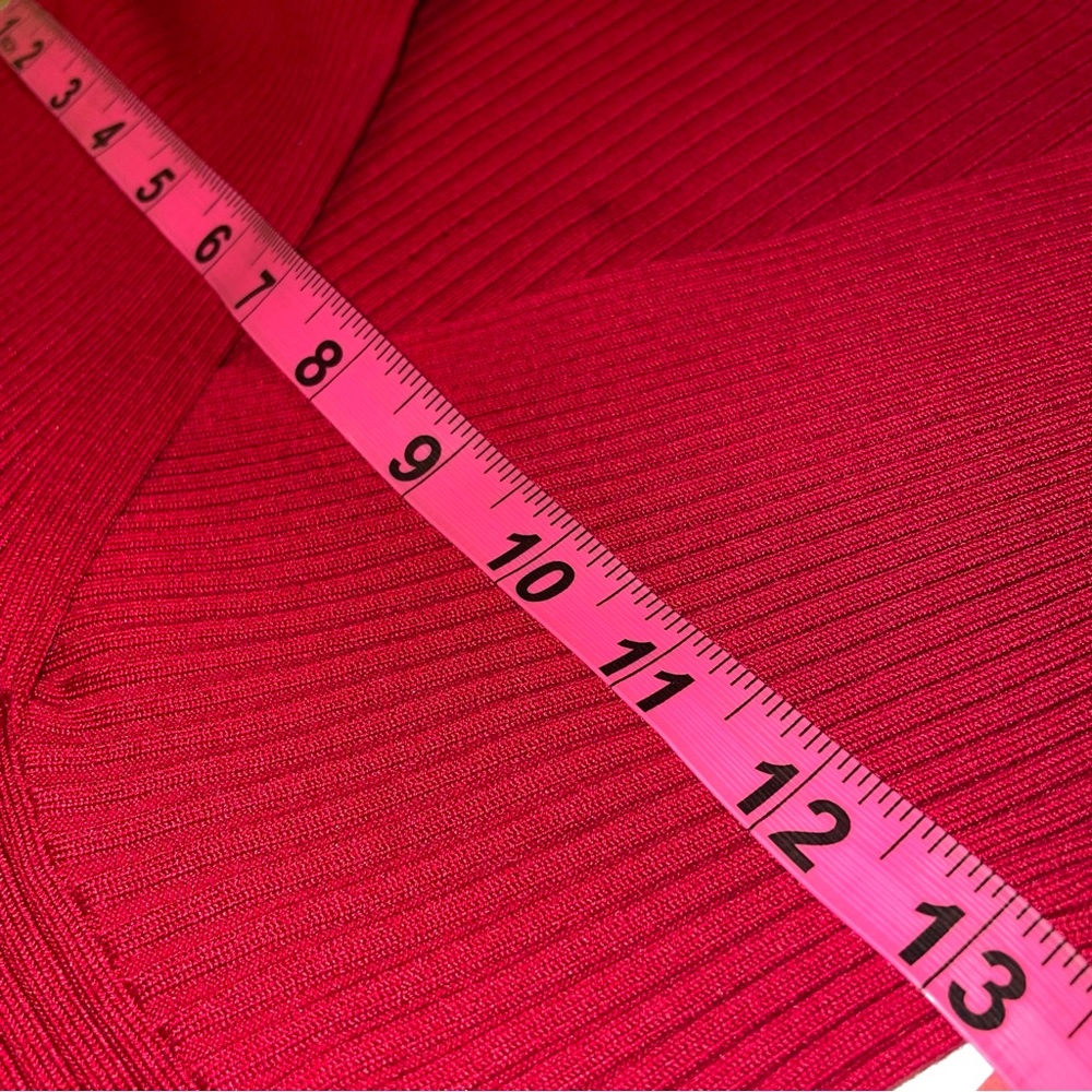 Cache Red V-Neck Top With Rhinestone Zipper - image 8